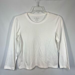 Chico’s Women’s Cotton Pullover Crew Neck LLong Sleeve T-Shirt White Size 1
